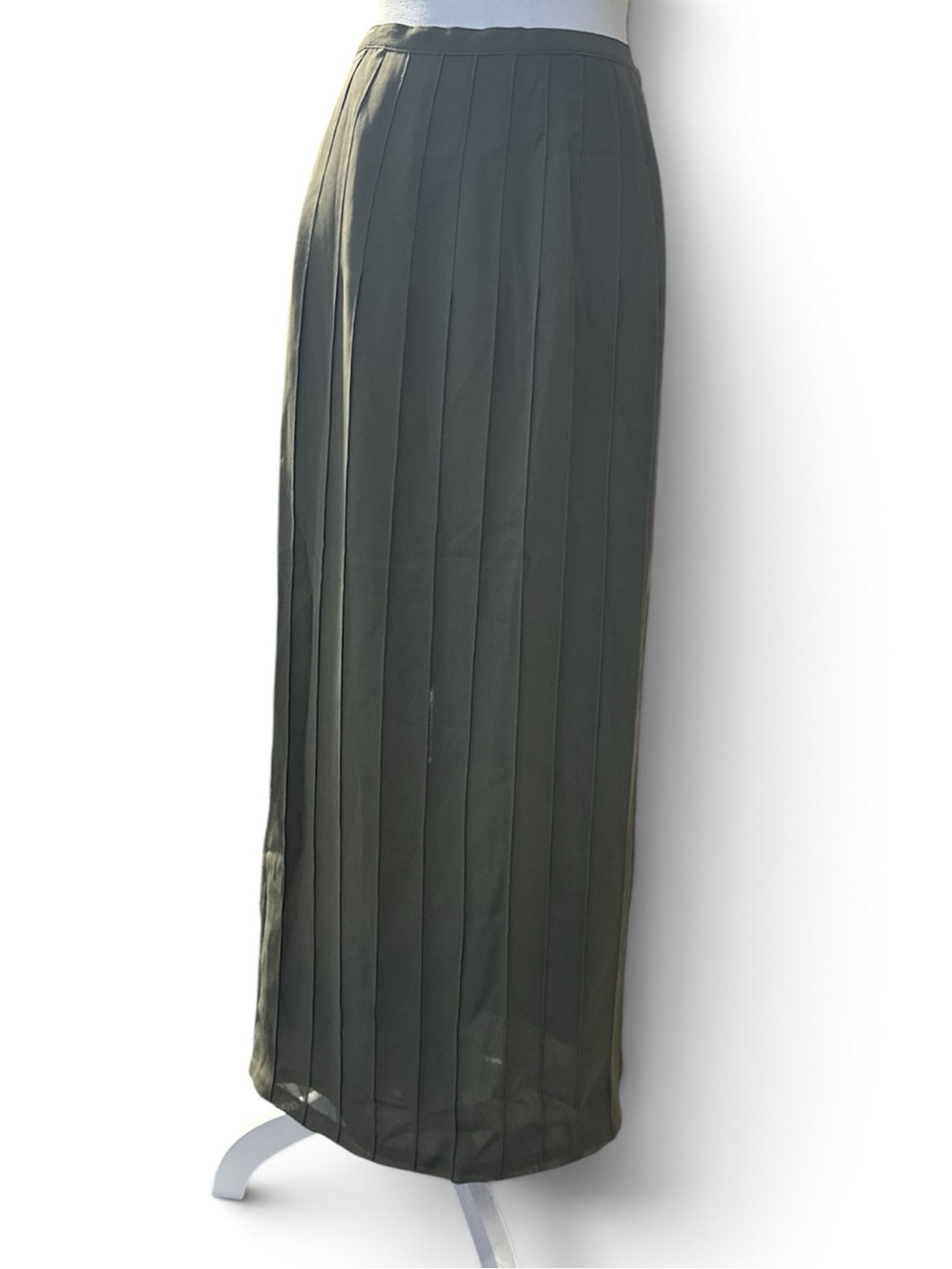 Norton McNaughton Olive Pleated Maxi Skirt